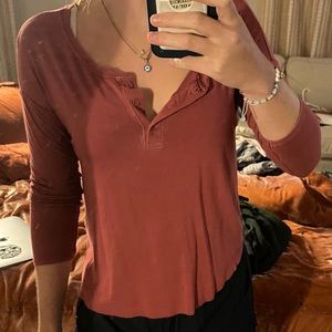 American Eagle burnt orange button shirt